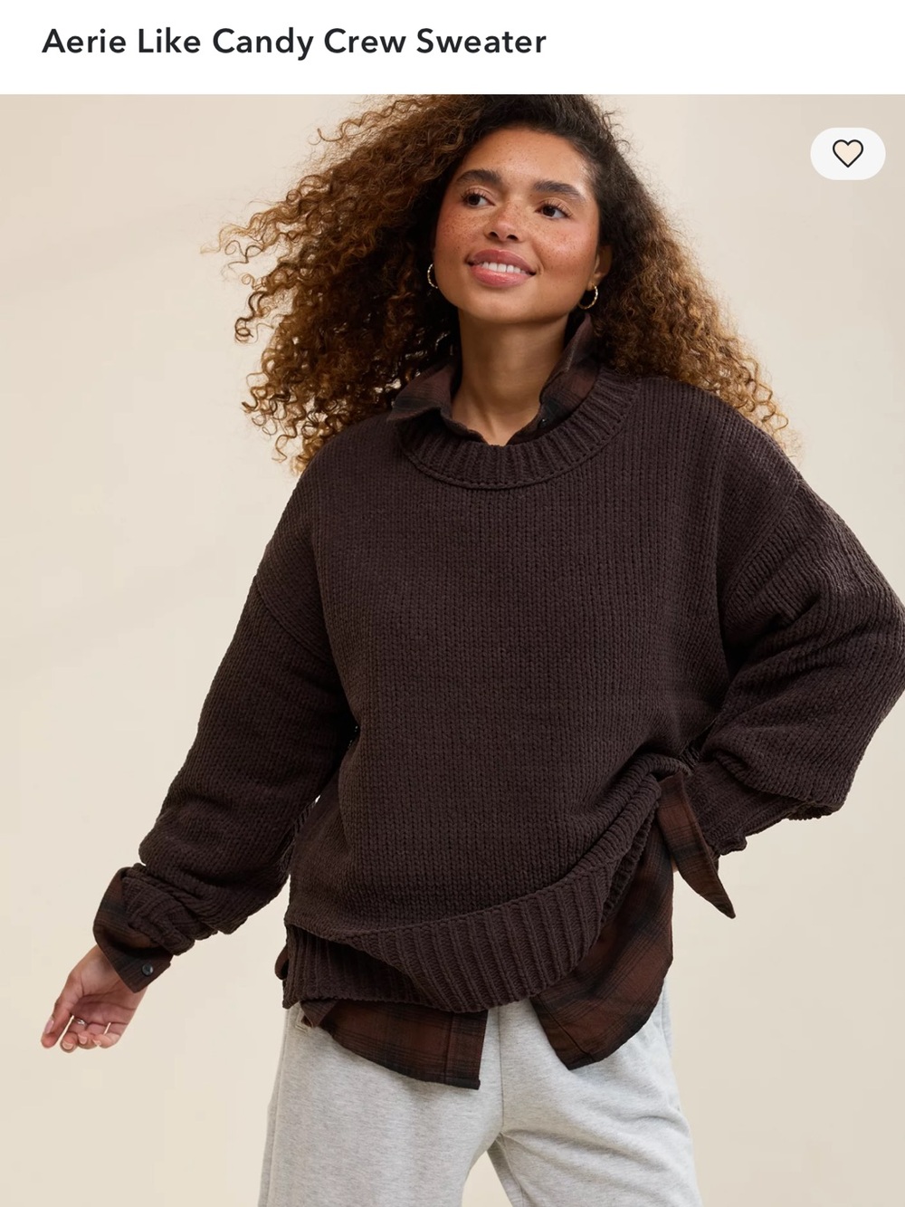 Aerie like candy Oversized Chunky Knit Sweater - Dark Brown L